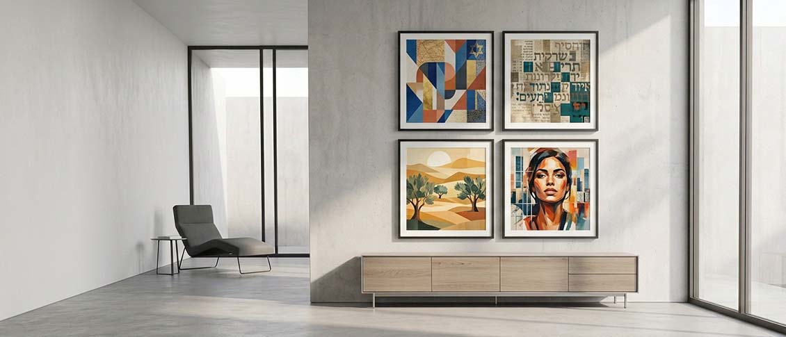 Gallery wall with various frames